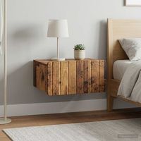 mesita de noche - mueble de dormitorio - madera de ingenieria - madera envejecida 49x345x24cm