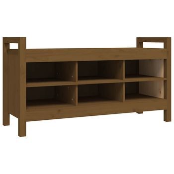Banco Interior | Banco De Recibidor Madera Maciza Pino Marrón Miel 110x40x60 Cm
