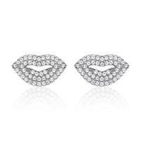pendientes beso boca plata 925 circonita labios