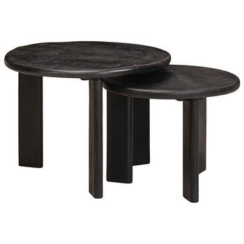 Mesas De Café Nido 2 Pcs Madera De Mango Maciza Vidaxl