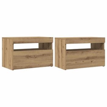 Muebles Tv Con Luces Led 2 Uds | Mueble De Salón | Mesa De Tv Madera Ingeniería Roble Artisan