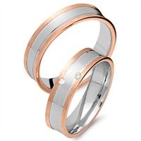 alianzas 18 quilates oro rojo-blanco 2 diamantes