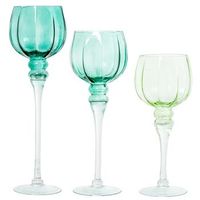 set 3 copas  azul-verde y transparente