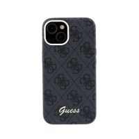 funda para movil guess logo en relieve polipiel negra compatible con iphone 14