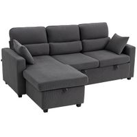 homcom sofa cama ajustable sofa de invitados en forma de l con funcion cama almacenamiento cojines para salon habitacion de invitados gris oscuro