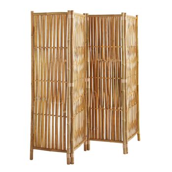 Biombo de interior de cuatro paneles en bambú natural, 180 x 160 cm
