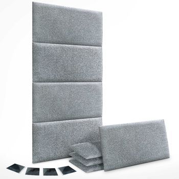 Dhome Juego De 8 Paneles Tapizados De Tela Autoadhesivos Para Pared Acústicos Absorbentes Protección Impactos Cabeceros (gris Perla, 60x40cm, X8)