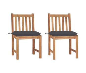 Sillas de jardin 2 unidades madera maciza de teca con cojines