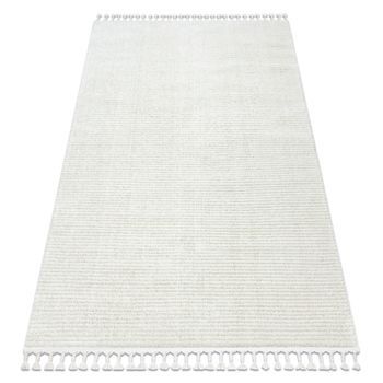 Alfombra Sevilla Pc00b Rayas Blanco Franjas Bereber Marroquí Shaggy 180x270 Cm