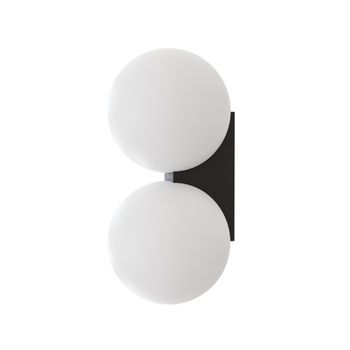Aplique doble bola cristal opal base negra mate