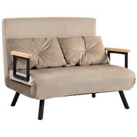 homcom sofa cama 3 en 1 en tela de terciopelo con respaldo ajustable y 2 cojines 102x73x81 cm marron claro   aosom espana
