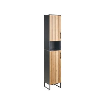 Mueble De Baño Independiente Con 6 Estantes Almacenaje Moderno Negro/marrón Claro Miscanti