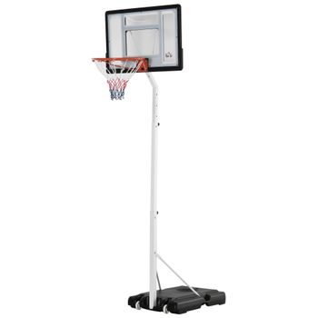 HOMCOM Canasta de baloncesto para adultos con tablero de PVC ajustable 210-260cm ruedas integradas Blanco   Aosom España