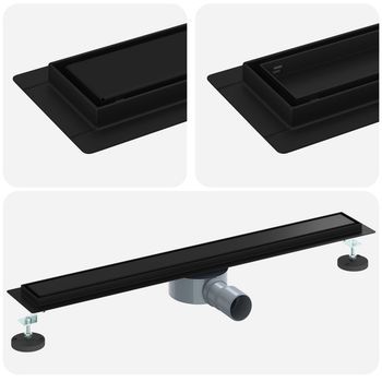 Desagüe De Ducha 2 En 1 Con Sifón De 360° Negro 70 Cm Vidaxl