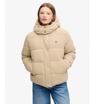 Superdry para mujer. W5012208A Chaqueta Acolchada Premium de Pana con Capucha marrón (XS), Casual