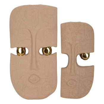 Máscaras Decorativas Tribales En Cerámica Cm 20x6x40-14x5x32