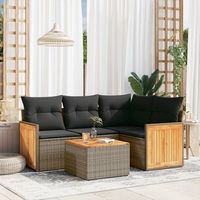 conjunto de sofas jardin con cojines 5 uds  mueble jardin mesa y sillas ratan sintetico gris cfw775041
