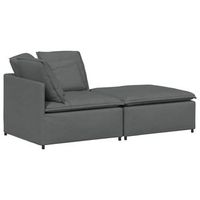 sofa modular con reposapies y cojines de tela gris oscuro vidaxl