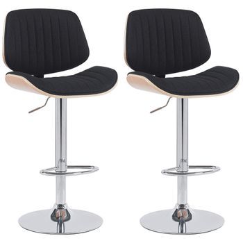 Lote De 2 Taburetes De Bar Clawson De Tela Natural/negro 50x50x94 Cm Clp