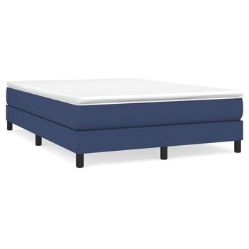 Cama Matrimonial | Cama Para Adultos | Estructura De Cama Box Spring Tela Azul 140x200 Cm