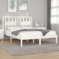 cama matrimonial  cama para adultos  estructura de cama madera de pino doble blanca 135x190 cm cfw289449