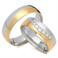 alianzas 14 quilates oro amarillo-blanco 7 diamantes