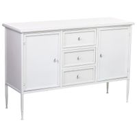 aparador de 2 puertas y 3 cajones de metal blanco 120x41x80h cm