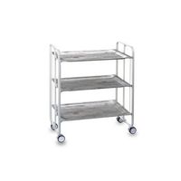 carrito auxiliar plegable bauhaus blanco con ruedas r 3 niveles y 3 posicionespino envejecido