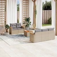 conjunto de sofa de patio con cojines 6 piezas en tonos beige combinados