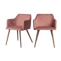 set de 2 sillas con reposabrazos de terciopelo rosa