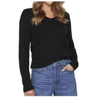 vila jersey pull col en v confort quotidien noir para mujer