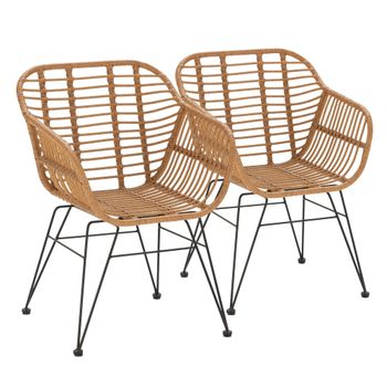 Pack 2 sillas de comedor o jardín ratan/negro