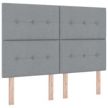 Cabecero Led Con Tiras Led Con Cabecera Gris Claro 160 Cm Tela Vidaxl
