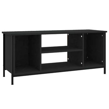 Mueble De Tv | Mueble De Salón | Gabinete De Tv Madera Contrachapada Negro 102x35x45 Cm