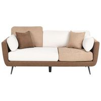 sofa tapizado 3 plazas con reposabrazos patas macizas cojines adicionales marron bolga