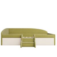 cama multifuncional 90x190cm - con escaleras y barreras - terciopelo suave - verde oscuro  blanco crema