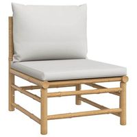 sofa central de jardin bambu con cojines gris claro vidaxl