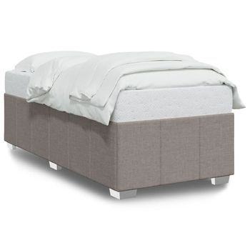 Cama Individual | Cama De Adulto | Estructura De Cama Sin Colchón Tela Gris Taupe 90x190 Cm
