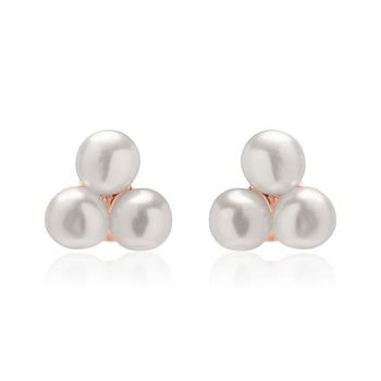 Pendientes de plata 925 bañados en oro rosa con perlas