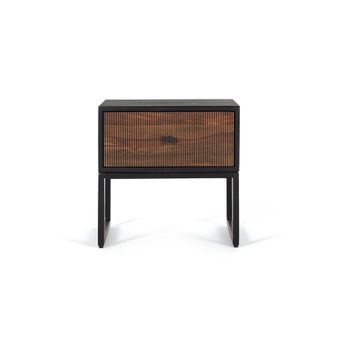 Mesita De Nochde Madera De Palisandro Y Patas De Metal Marrón