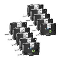 10 cintas para brother tze251 cinta laminada generica de etiquetas - texto negro sobre fondo blanco - ancho 24mm x 8 metros