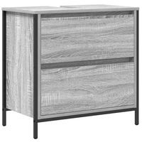 mueble de bano con lavabo y cajones gris sonoma 60x345x60 cm