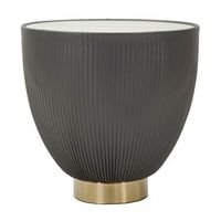mesa de centro en ecopiel gris y tapa de marmol o 46x45 cm