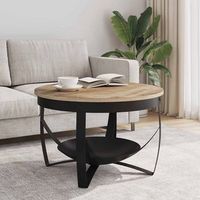 mesa de centrormesa auxiliarrmesa de cafe de madera de mango rugosa o68x43 cm