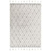 alfombra de algodon blanco crema negro 140 x 200 cm geometrico borlas agadir