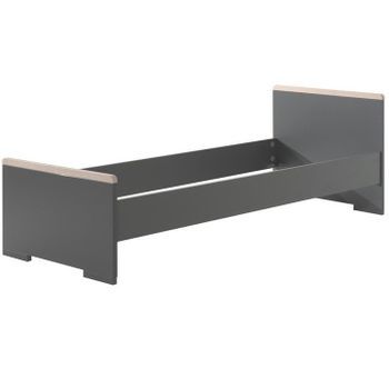 Cama London De Madera De Haya Gris Antracita 90x200cm