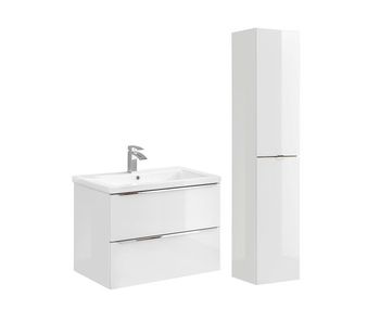 Conjunto mueble lavabo individual encastrable 80cm y columna april blanco