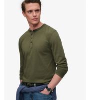 superdry para hombre m6010957a camiseta slub grandad verde m casual algodon manga larga