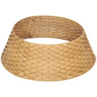 homcom falda para arbol de navidad rustico diseno tejido cubre pie para arbol de navidad para fiestas o68x22 cm natural aosom espana