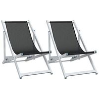 pack 2 uds sillon de playa sillas de playa plegables aluminio y textilene negro